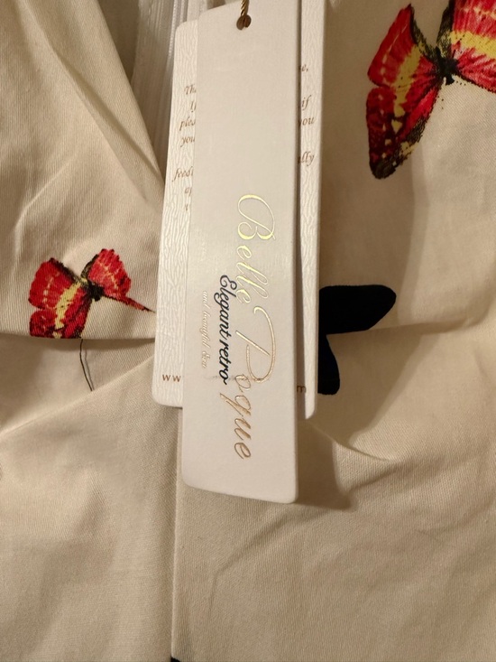 Belle Poque Butterfly Floral Retro Pinup Rockabilly Swing Dress M NWT Pockets - Picture 4 of 10